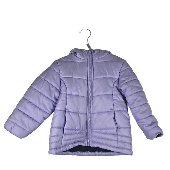 OshKosh B'Gosh Purple GIRLS Puffer Hooded Full Zip Winter Snow Jacket 4 - Picture 1 of 5